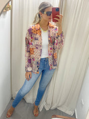 PRINTED MULTI BUTTONED DOWN BLOUSE