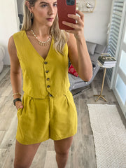 MUSTARD VEST SHORT SET