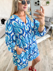 BLUE HEART PRINTED DRESS