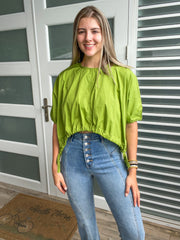 AVOCADO ASYMMETRICAL CROP BLOUSE