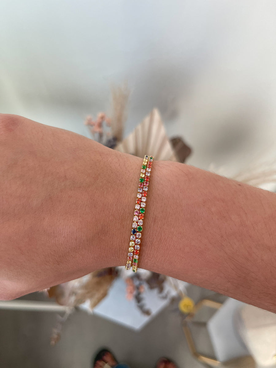 MULTICOLOR THIN RHINESTONES ADJUSTABLE BRACELET