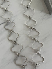 SILVER MATTE FLOWER LONG NECKLACE