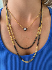 GOLD/BLACK ZIRCONIA NECKLACE