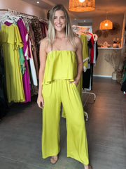 LIME STRAPLESS JUMPSUIT