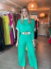 GREEN SILKY JUMPSUIT