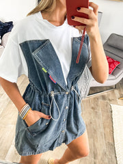 WHITE TSHIRT DENIM BLOUSON/DRESS