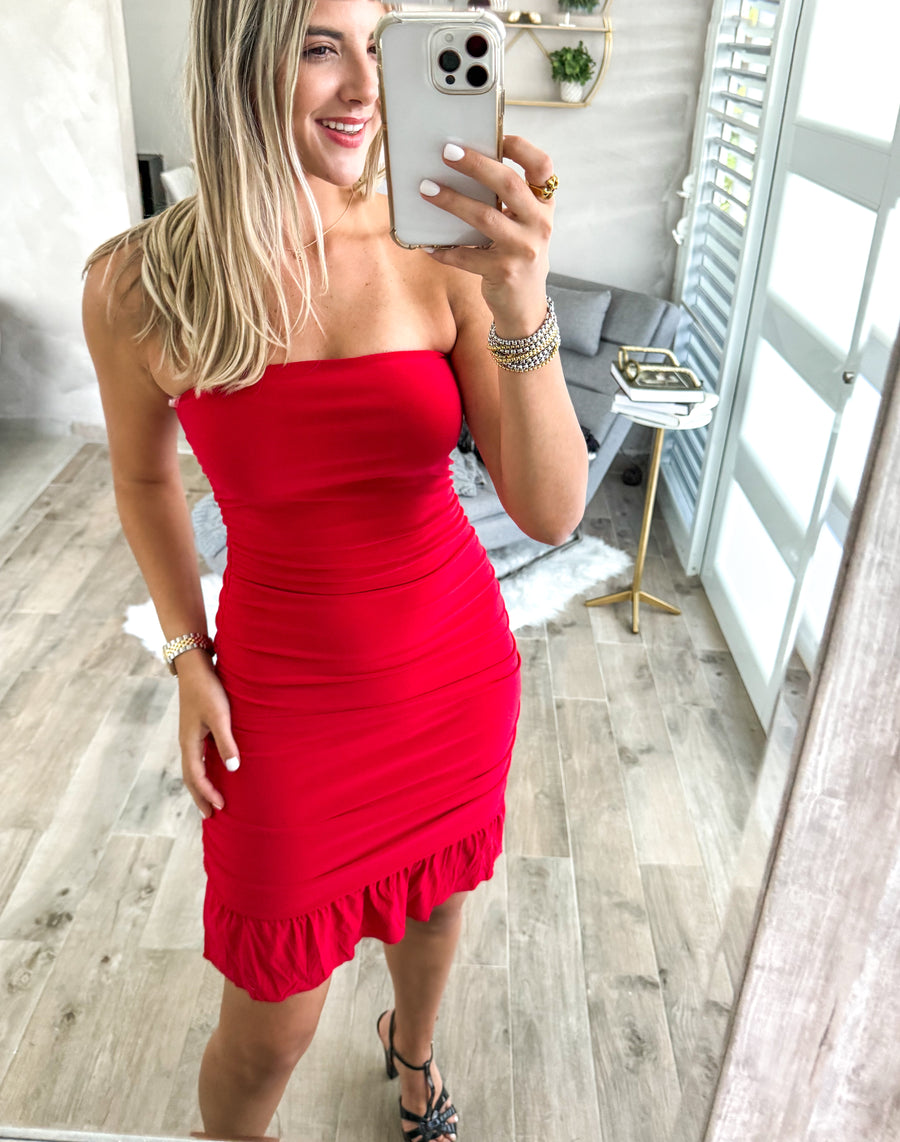 RED STRETCHY BODYCON DRESS