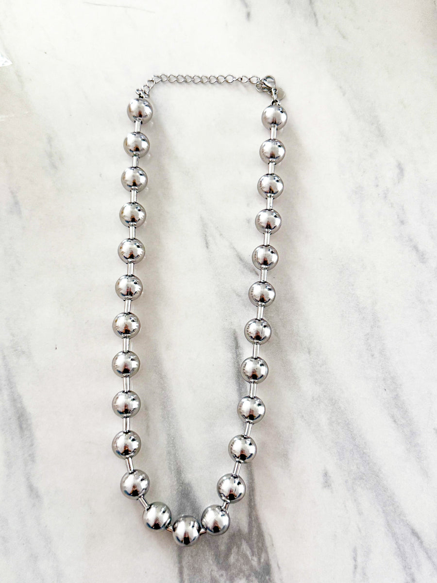 SILVER BALL NECKLACE