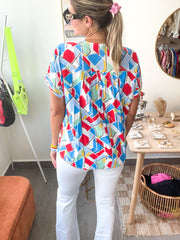 GEOMETRIC PRINT TUNIC BLOUSE