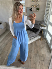 LIGHT BLUE OVERALL JUMPSUIT