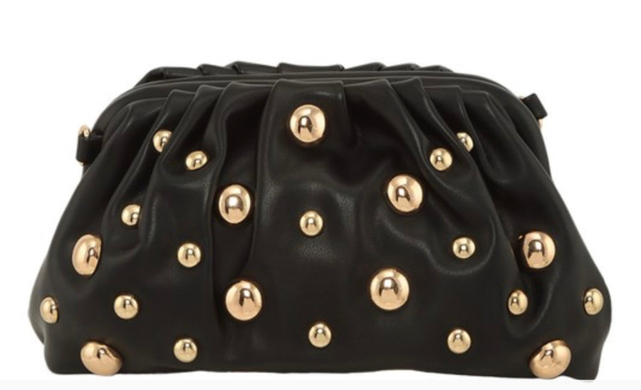 BLACK STUDDED CROSSBODY BAG