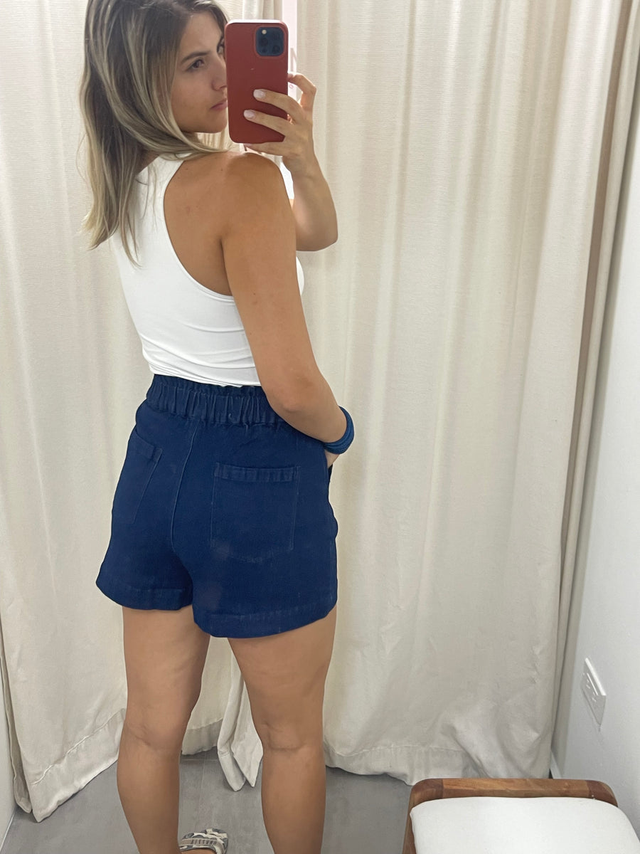 DARK DENIM STRETCH SHORTS