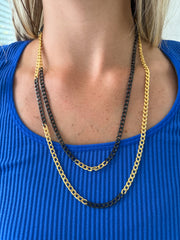 BLACK/GOLD CUBAN LAYERED NECKLACE