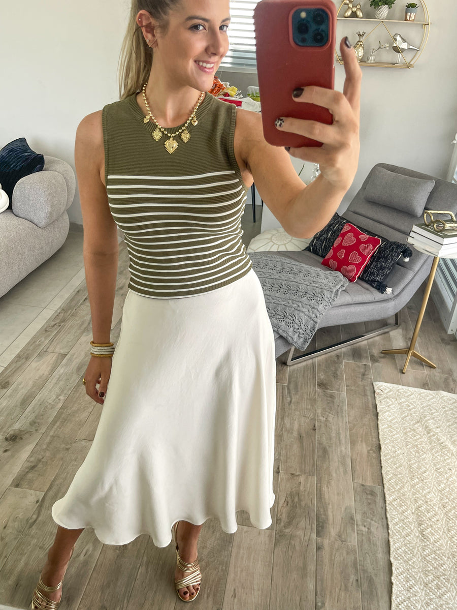 OLIVE STRIPED TANK TOP