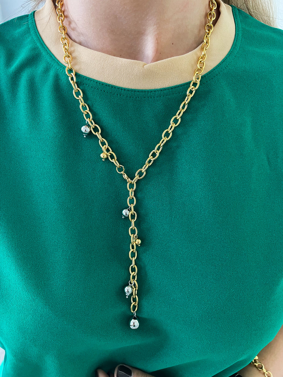 TWO TONE BALL NECKLACE