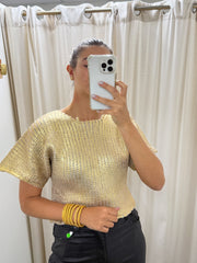 GOLD METALLIC KNITTED BLOUSE