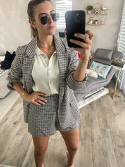 PLAID PRINTED BLAZER