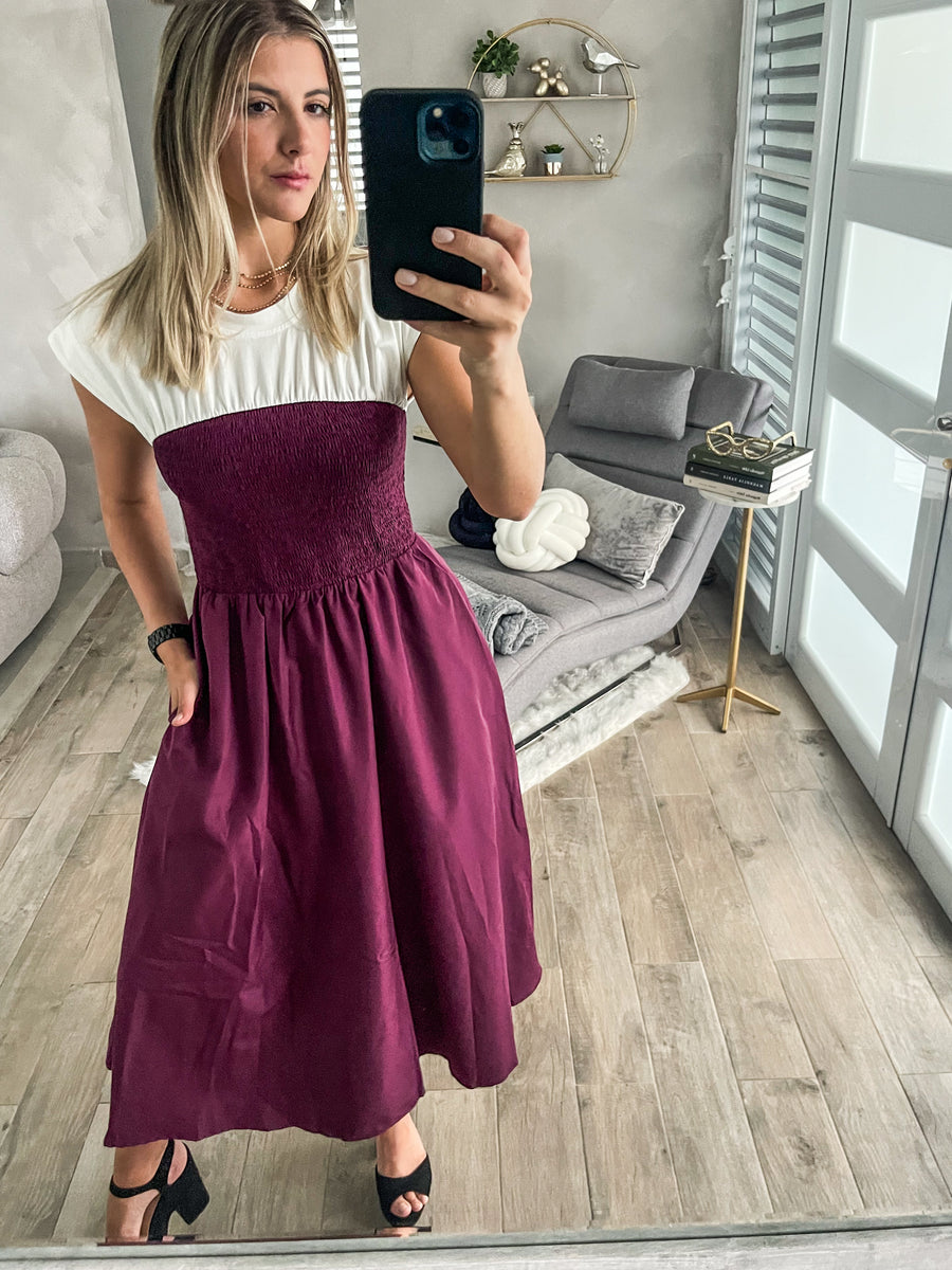 PLUM CONTRAST DRESS