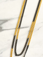 BLACK/GOLD CUBAN LAYERED NECKLACE