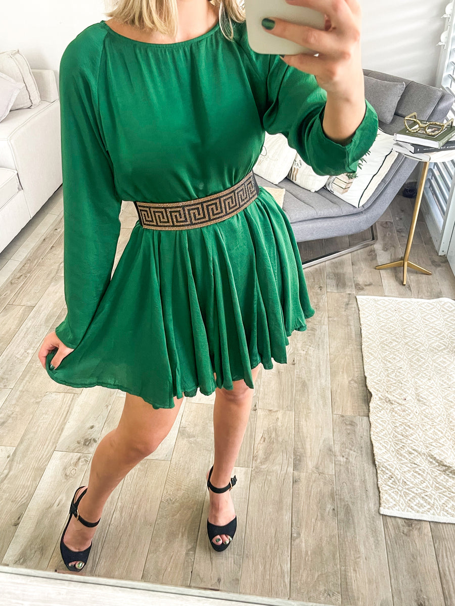 HUNTER GREEN SATIN DRESS