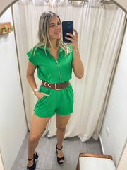 GREEN ZIPPER ROMPER