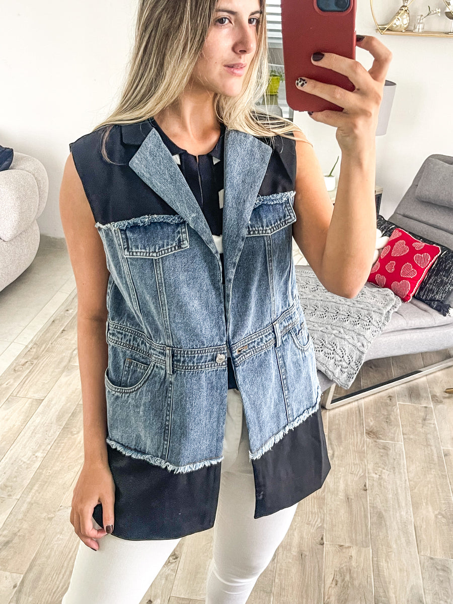 OVERSIZED DENIM/BLACK BLAZER