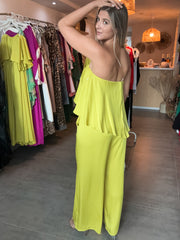 LIME STRAPLESS JUMPSUIT