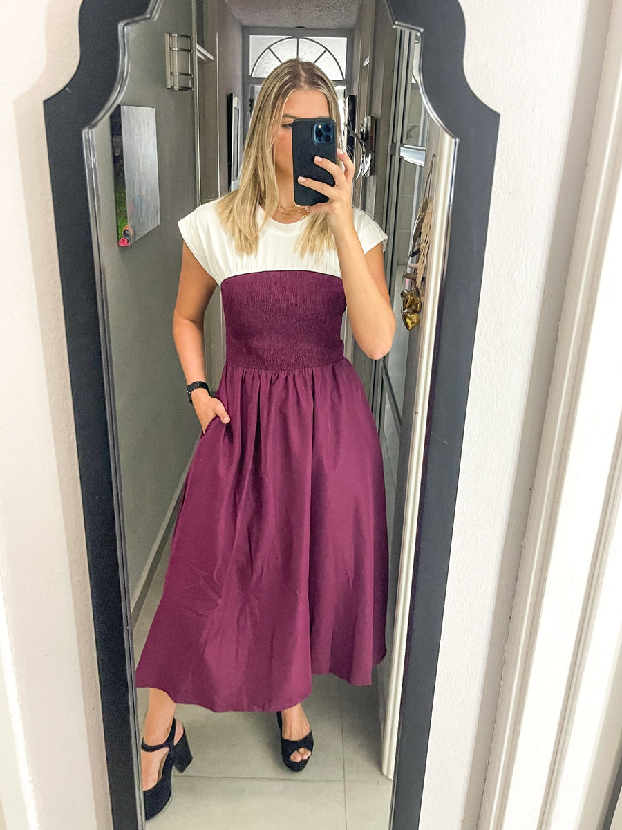 PLUM CONTRAST DRESS