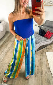 ROYAL BLUE STRAPLESS PLEATED TUBE TOP