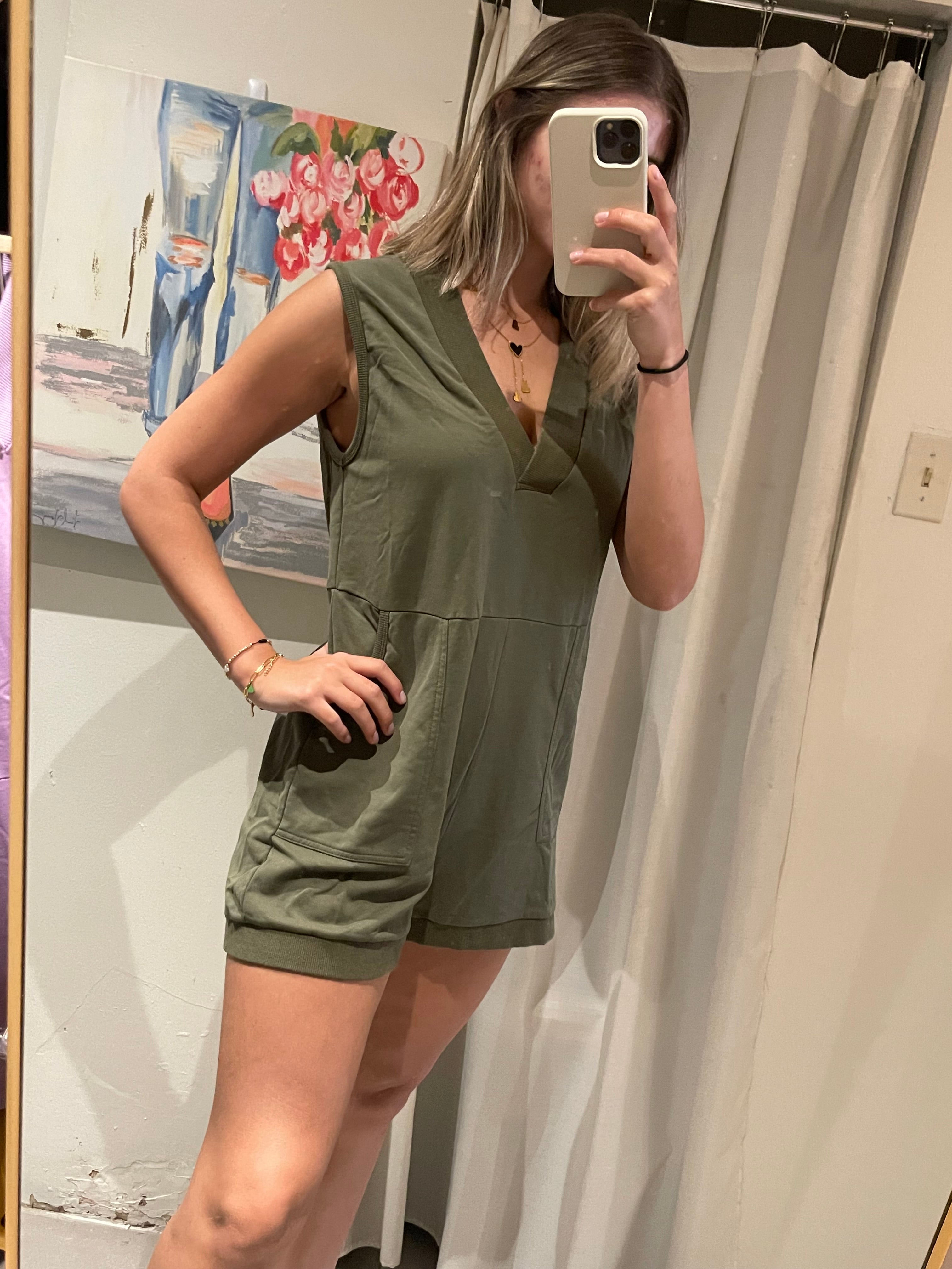 OLIVE SLEEVELESS ROMPER