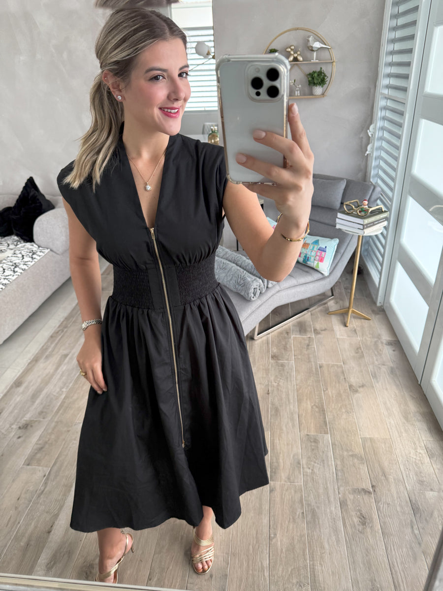 BLACK ZIPPER DRESS