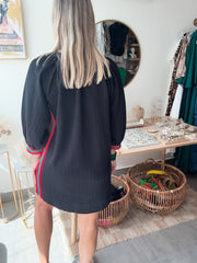 BLACK RED/GREEN STRIPED DRESS