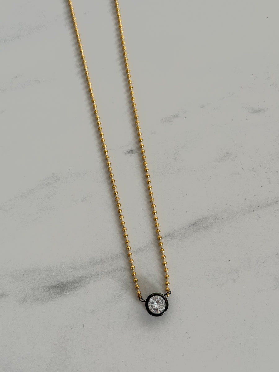 GOLD/BLACK ZIRCONIA NECKLACE