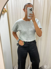 SILVER METALLIC KNITTED BLOUSE