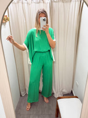 GREEN SILKY JUMPSUIT