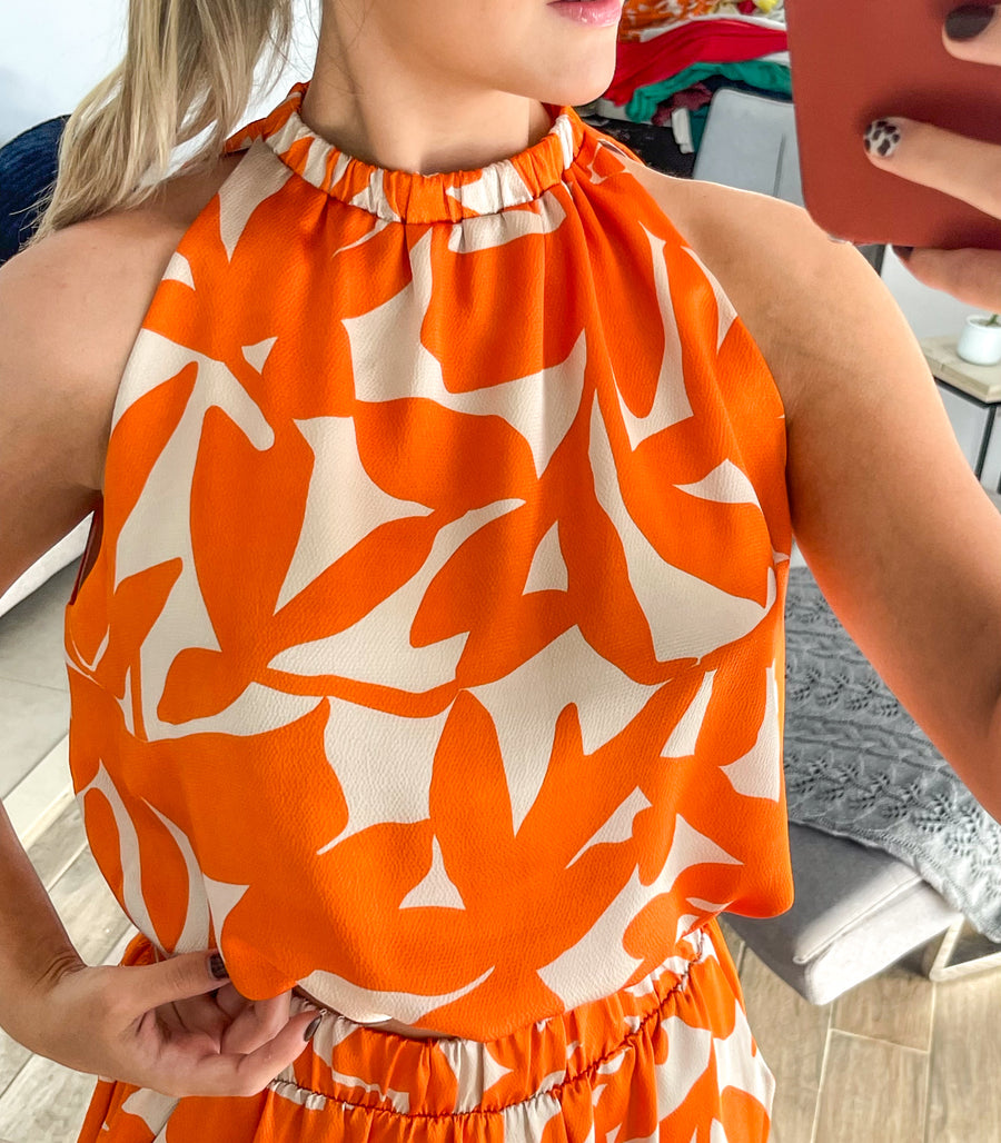 ORANGE PRINT CROP TOP