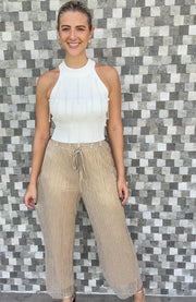 CHAMPAGNE GOLD METALLIC PANTS