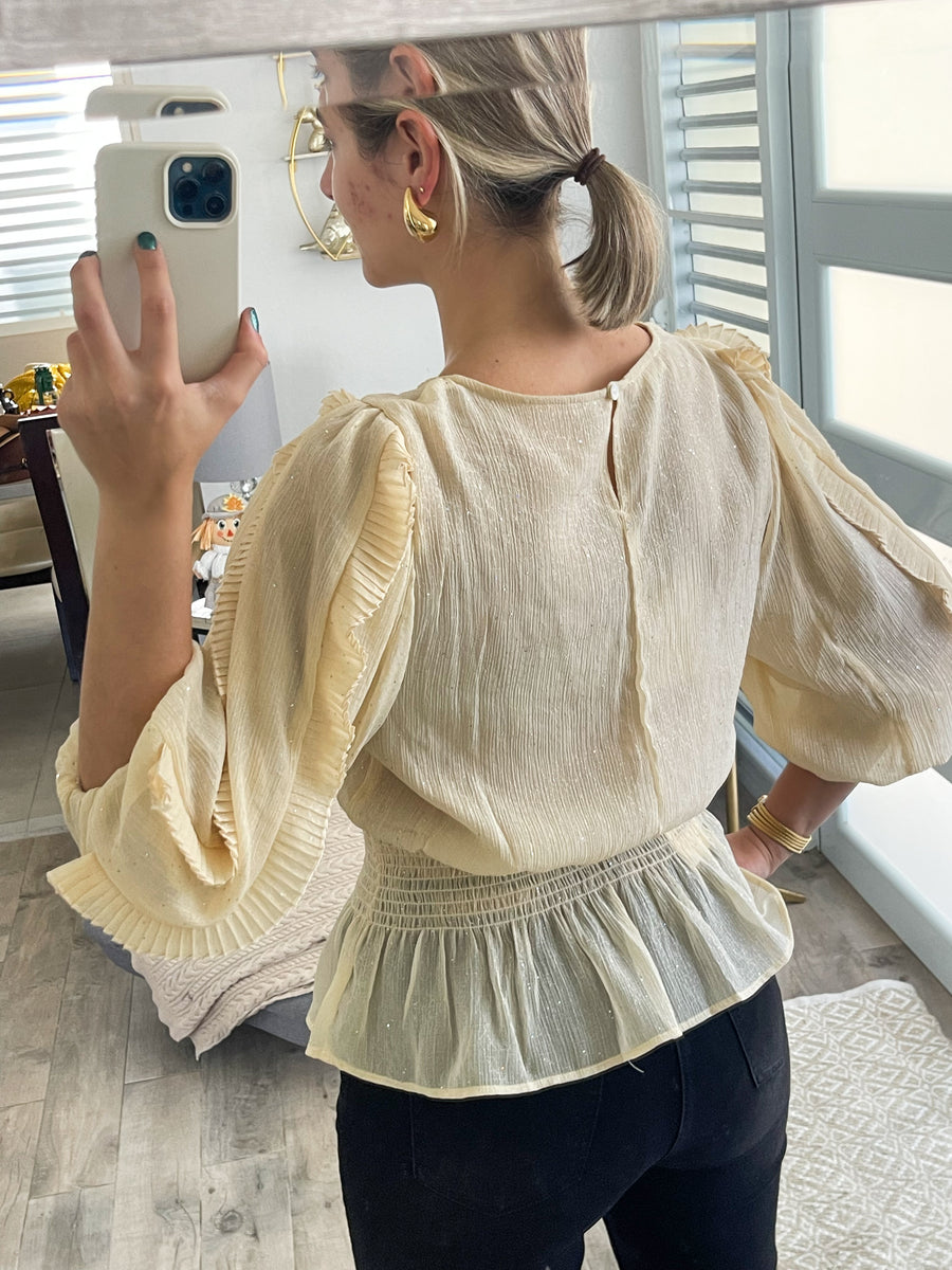 CREAM SPARKLE BLOUSE