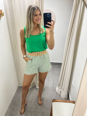 KELLY GREEN POCKET TANK TOP