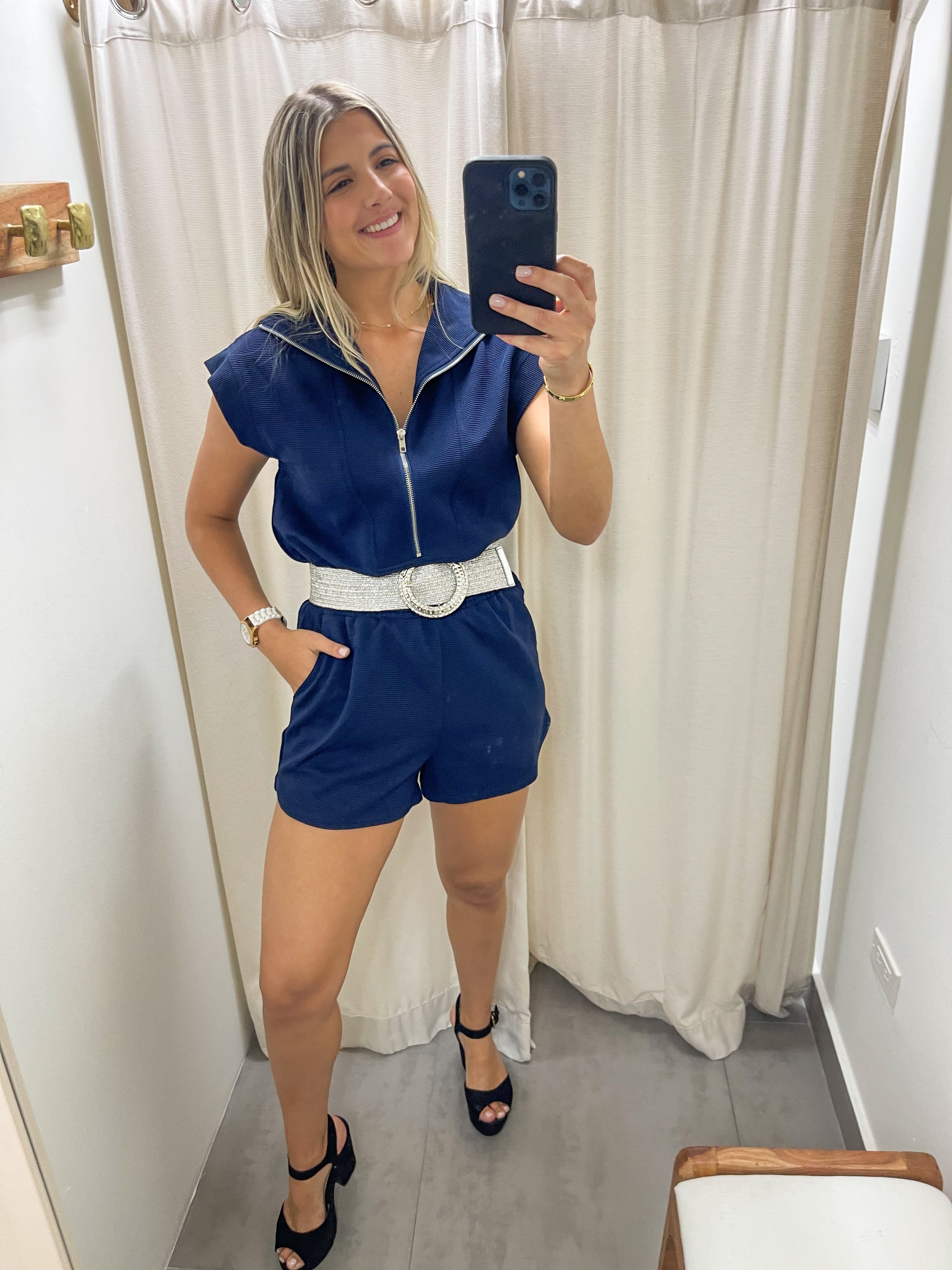 NAVY ZIPPER ROMPER