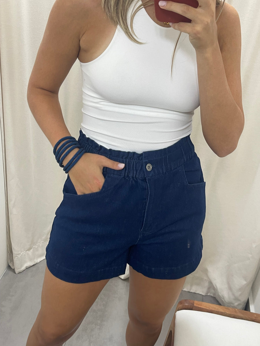 DARK DENIM STRETCH SHORTS