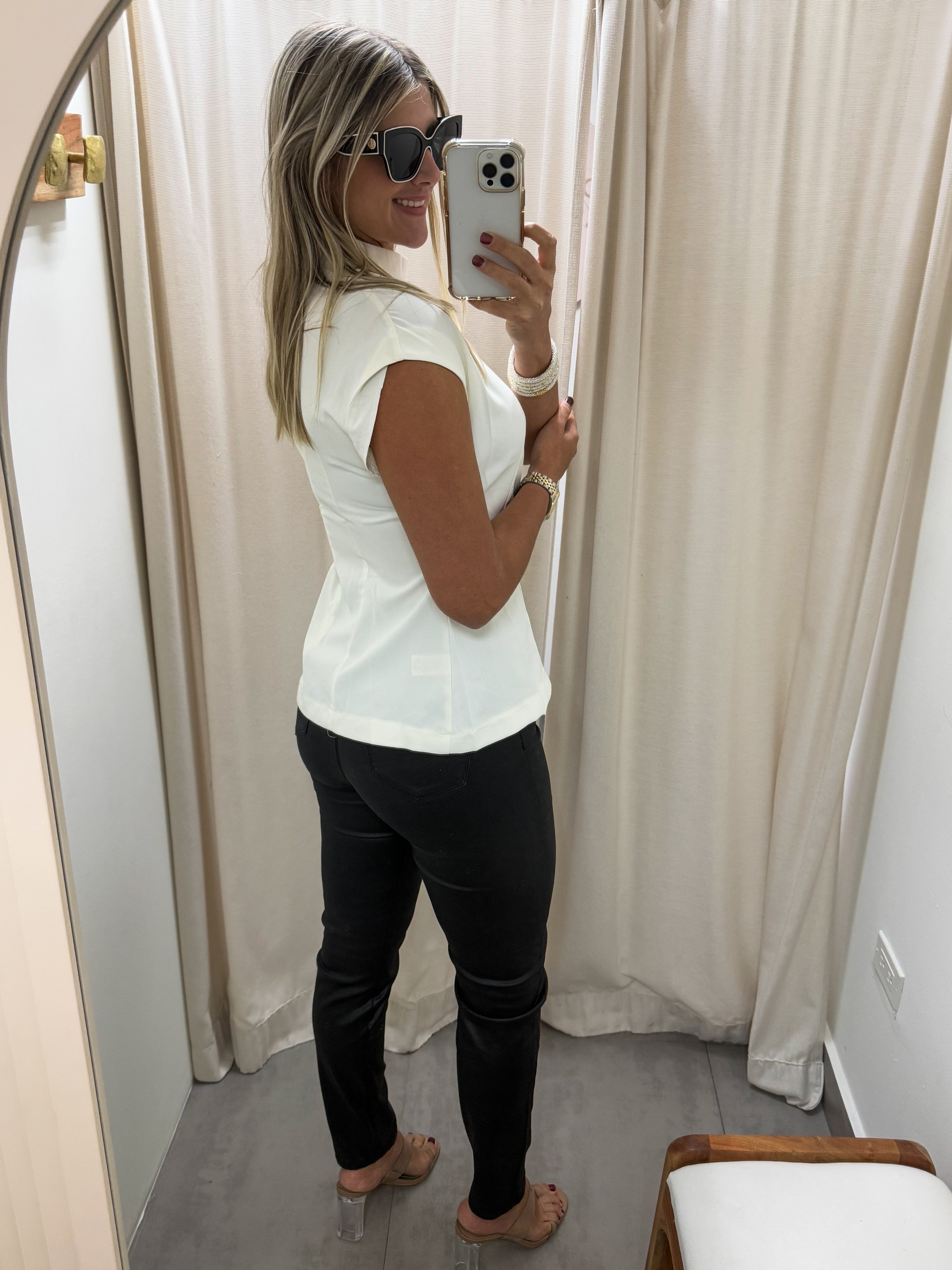 IVORY MOCK NECK BLOUSE