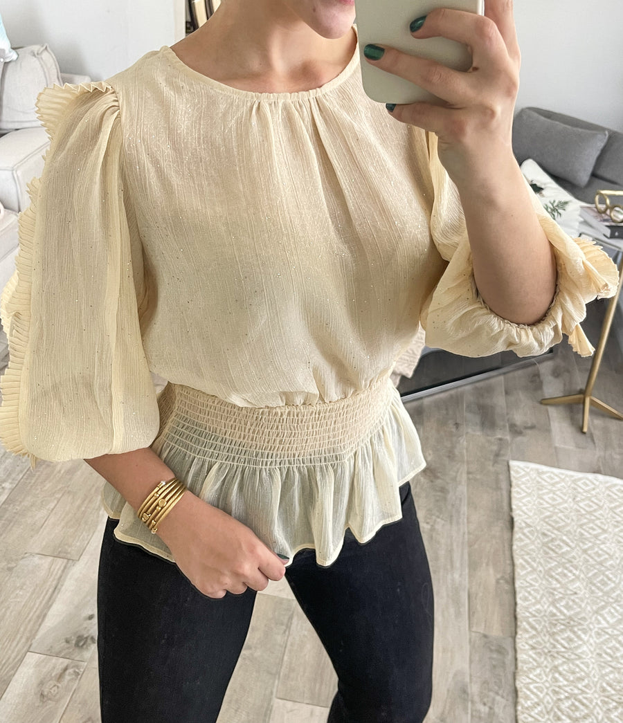 CREAM SPARKLE BLOUSE