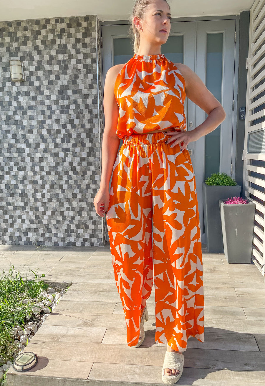 ORANGE PRINT CROP TOP