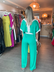 GREEN SILKY JUMPSUIT