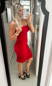 RED STRETCHY BODYCON DRESS