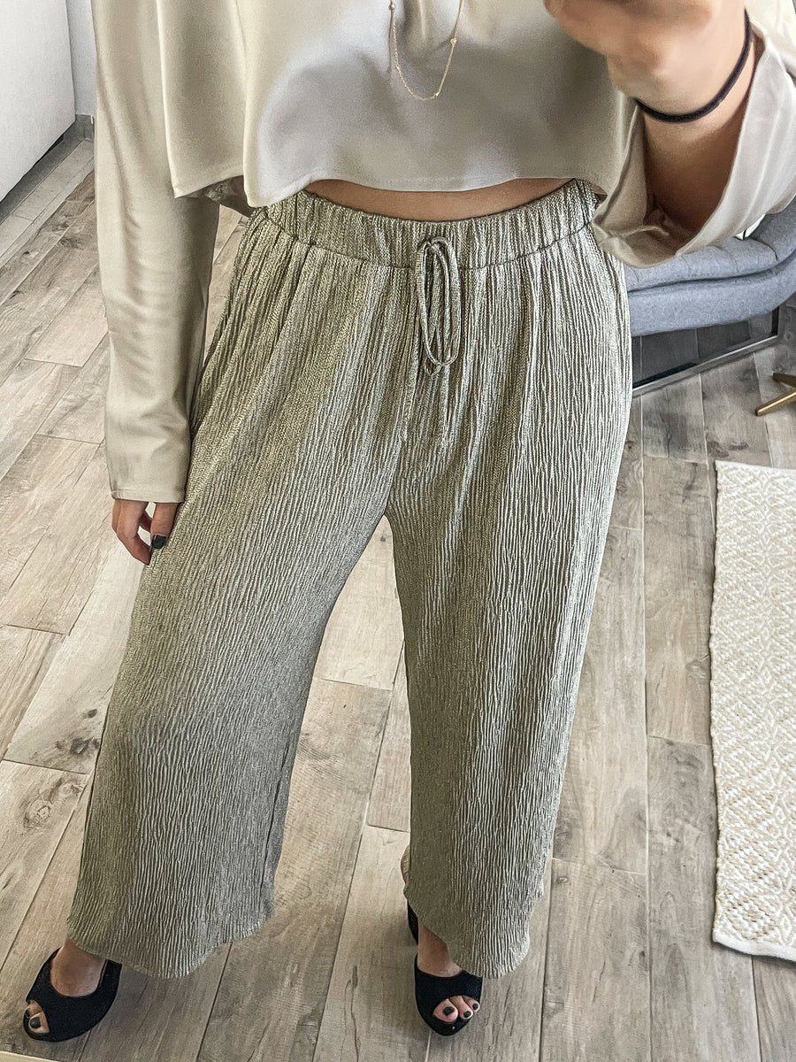 GOLD METALLIC PALAZZO PANTS