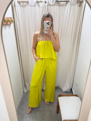 LIME STRAPLESS JUMPSUIT