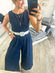 NAVY SLEEVELESS JUMPSUIT