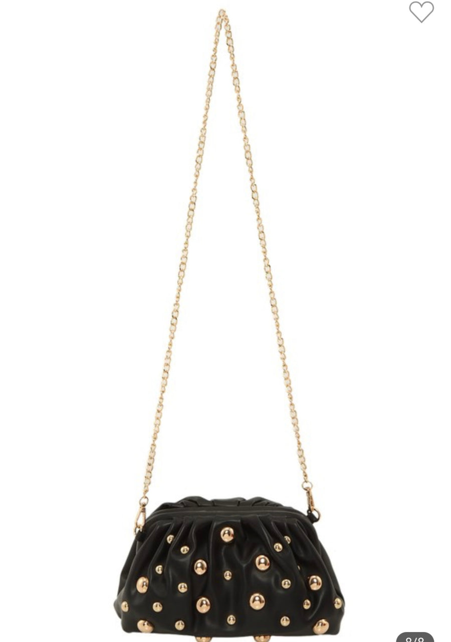 BLACK STUDDED CROSSBODY BAG